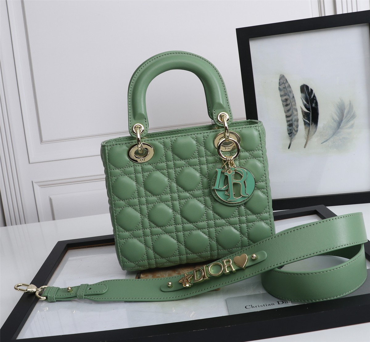 Small Lady Dior My ABCDior Bag Green Cannage Lambskin